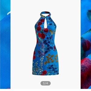 Velvet Jacquard Backless Halter Dress